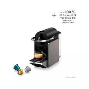 Krups, KRUPS Pixie Redesign - Nespresso® Kaffeemaschine (Titan), Krups XN306TCH Nespresso Pixie Kaffeemaschine Titan