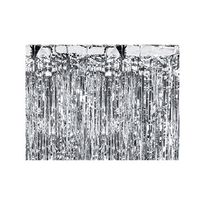 Trendcompany, Partyvorhang Lametta silber, Partydeco Partyaccessoire Vorhang 90 x 250 cm, Silber