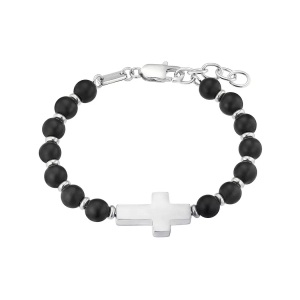 S. Oliver, Armband Damen Silberfarben 19+3CM, s.Oliver Armband »Kreuz, 2038005«, mit Achat