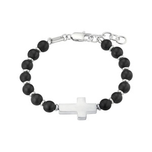 S. Oliver, Armband Damen Silberfarben 19+3CM, s.Oliver Armband »Kreuz, 2038005«, mit Achat