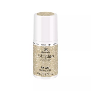 Alessandro, Striplac Peel or Soak - Top Coat Gold Glitter, Alessandro Striplac Top Coat Gold Glitter (8ml)