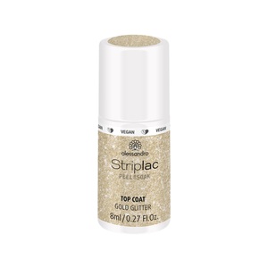Alessandro, Striplac Peel or Soak - Top Coat Gold Glitter, Alessandro Striplac Top Coat Gold Glitter (8ml)