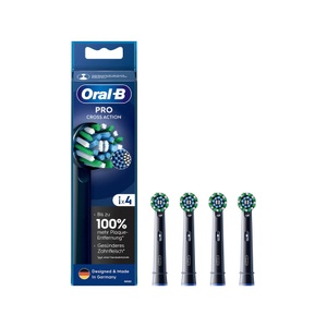 Oral-B, Oral-B Pro CrossAction 4er Bürstenkopf Schwarz, Oral-B Aufsteckbürsten »Pro CrossAction«, X-förmige Borsten