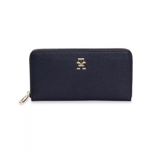Tommy Hilfiger, Tommy Hilfiger Geldbörse »TH EMBLEM LARGE ZA«, mit TH-Emblem vorne, Tommy Hilfiger - Portemonnaie, für Damen, Marine, Größe ONESIZE