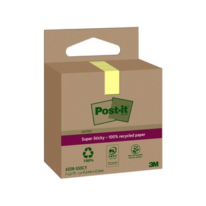 3m, 3M Post-it SuperSticky Notes, 47.6mm x 47.6mm, Recycling, gelb, 622 RSS3CY, (3 x 70 Blatt), POST-IT SuperSticky Notes 47.6x47.6mm 622 RSS3CY Recycling,gelb 3x70 Blatt