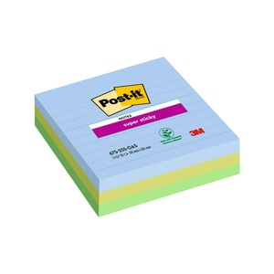 POST-IT, Post-it Haftnotizen Oasis 101 x 101 mm Sortiert 90 Blatt 3 Stück, POST-IT Super Sticky Oasis 101x101mm 675-3SS-OAS 3-farbig ass.,3x70Bl.,liniert