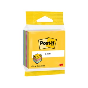 POST-IT, Post-it Haftnotizen Mini Cube Multicolor 400 Blatt, 3M Post-it Mini Cube, 51mm x 51mm, 4 Farben assortiert, 2012-MUC, (1 x 400 Blatt)