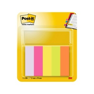 POST-IT, Post-it Haftnotiz 670-5 15 mm x 50 mm Neongelb, Neonpink, Neongrün, Neonorange, Neonviolett 500 Blatt, 3M Post-it Marker, 15mm x 55mm, 5-farbig, 670/5, (5 x 100 Blatt)