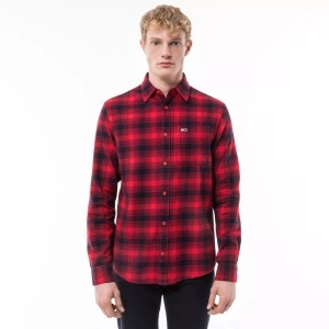 TOMMY JEANS, Tommy Jeans - Hemd, langarm, für Herren, Rot, Größe L, Tommy Jeans - Hemd, langarm, für Herren, Rot, Größe L