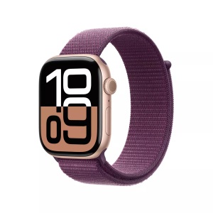 Apple, Apple Watch Series 10 GPS 42mm Rose Gold Aluminium/Plum Sport Loop, Apple Watch Series 10 GPS, 42mm, Rose Gold Aluminium / Plum Sport Loop ? Roségold
