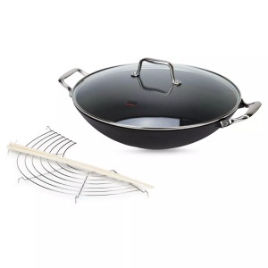 KUHN RIKON SWISS DESIGN, KUHN RIKON SWISS DESIGN - Kochtopf ASIA - schwarz - Metall, Kuhn Rikon - Wok, 36cm, Black