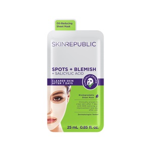 Skin Republic, Skin republic Spots and Blemish Face Mask Sheet 1Stück, Skin Republic Spots and Blemish Face Mask 25 ml