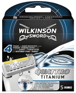 Wilkinson, Wilkinson Herren Quattro Titanium Core Motion 5er Klingenpackung 5 Stück, Wilkinson Quattro Core Motions Klingen 5 Stück