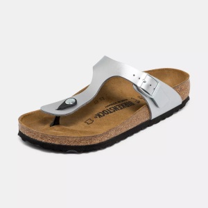 Birkenstock, Zehentrenner-Pantolette Gizeh Birkenstock silber Größe: 38, 