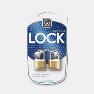 GO, GO TWO Brass Padlock ONE Size, GO Travel 2 Kofferschlösser aus Messing