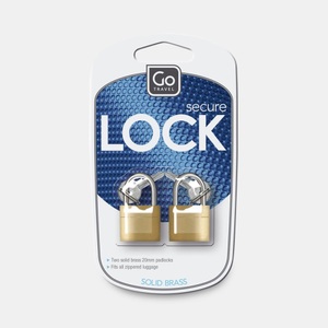 GO, GO TWO Brass Padlock ONE Size, GO Travel 2 Kofferschlösser aus Messing