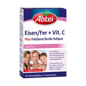 Abtei, Abtei Eisen & Vitamin C Filmtabletten 33 Stück, Abtei Eisen & Vitamin C Filmtabletten 33 Stück