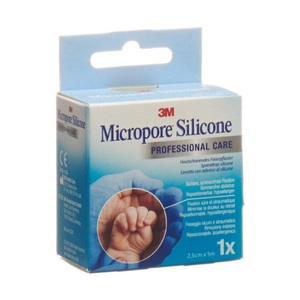 3m, 3M Silicone Heftpflaster 2.5cmx5m (1 Stück), 3M Micropore Silicone Heftpflaster 2.5cmx5m (1 Stk)