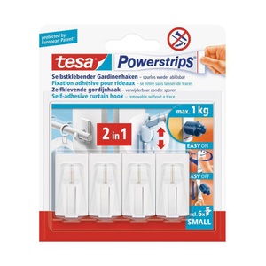Tesa, tesa Powerstrips® Vario Gardinenhaken Weiß 58034-07-01 tesa Inhalt: 1 Pckg., Tesa Powerstrips Vario, weiss, 58034-00007