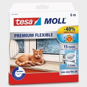 Tesa, tesa Fenster- und Türdichtung 6M:9Mm, Tesa Tesamoll Super Flex transparent | 6 m | 9 mm