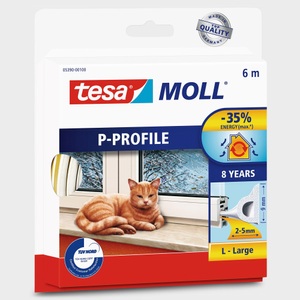 Tesa, tesa Fenster- und Türdichtung 6M:9Mm, Tesa Tesamoll Gummidichtung Weiss | 6 m × 9 mm × 5.5 mm
