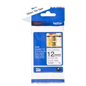 Brother, Brother Band ZU P-Touch 300 12mm, Brother P-Touch, schwarz auf weiss, 12mm, nicht laminiert, TZe-N231, (TZN231)