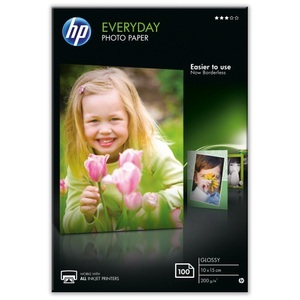 Hp, HP Normales Fotopapier glänzend 100 Blatt/10x15 cm, Hewlett Packard Everyday Foto Papier, 10cm x 15cm, InkJet, glossy, 200g, 100 Karten, CR757A