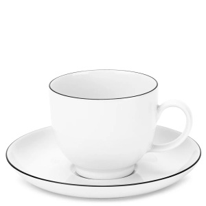 SELTMANN, Seltmann Kaffeetasse mit Untertasse Black Line 210ml, Seltmann Weiden Kaffeetasse lido black line 210 ml , 001.737145 , Schwarz, Weiss , Keramik , 003123029203