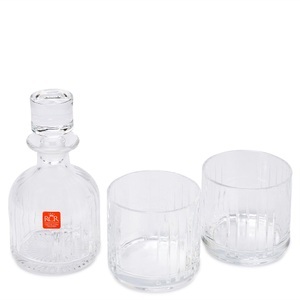 RCR, Whiskyset, 4-teilig Combo, Combo Flasche 35cl u. 2 Becher 37cl Ø9 H32 cm