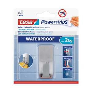Tesa, tesa Powerstrips® Waterproof Haken Metall 59707 tesa Inhalt: 1 St., Tesa Powerstrips, Haken Zoom, grau, 59707-00000