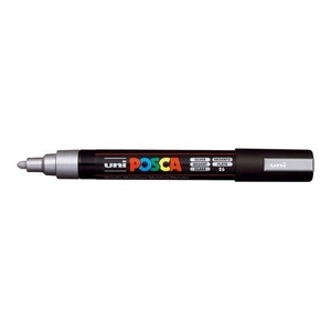UNI, Uni Marker POSCA 1.8-2.5 mm Silber, uni-ball Posca Marker, 1,8-2,5mm, silber, Rundspitze, PC5M silber