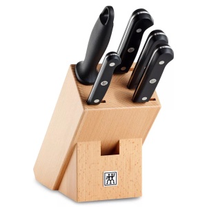 Zwilling Kitchen, 1x ZWILLING Gourmet Messerblock, natur, 6-tlg., Zwilling - Messerblock, 16x36cm, Braun Naturel