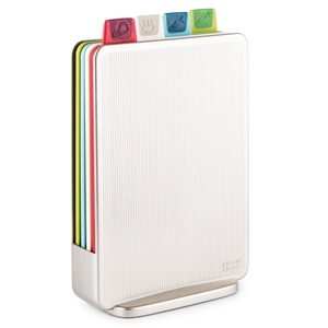 Joseph joseph, Joseph Joseph - Schneidebrett JOSEPH JOSEPH - bunt - Kunststoff - 21.5cm/15.4cm, Schneidebrett Index Mini plastikmaterial grau / Set aus 4 Brettern mit Ständer - Joseph Joseph grau en plastikmaterial
