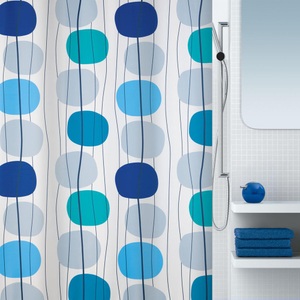 Spirella, SPIRELLA Duschvorhang Textil MOBILE, Spirella Duschvorhang Mobile Blau | 180 × 200 cm