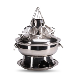 Nouvel, Nouvel Mongolen-Set silber mit 3 Brennern, Nouvel - Mongolentopf, 35cm, Chrom