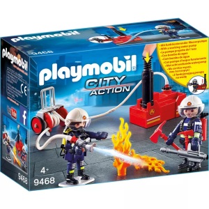 PLAYMOBIL, Feuerwehrmänner mit Löschpumpe, Playmobil® Konstruktions-Spielset »Feuerwehrmänner mit Löschpumpe (9468), City Action«, Made in Europe