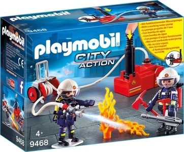 PLAYMOBIL, Feuerwehrmänner mit Löschpumpe, Playmobil® Konstruktions-Spielset »Feuerwehrmänner mit Löschpumpe (9468), City Action«, Made in Europe