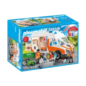 PLAYMOBIL, Rettungswagen mit Licht und Sound, playmobil® City Life -70049 - Rettungswagen mit Licht und Sound