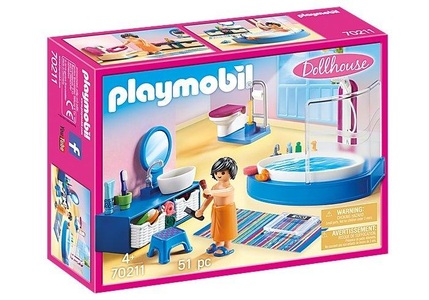 PLAYMOBIL, PLAYMOBIL Dollhouse Badezimmer #70211, Playmobil® Spielbausteine »Dollhouse Badezimmer 70211«, (51 St.)