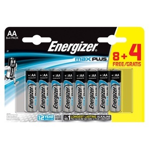 Energizer, Energizer E301324300 - Batterien, ENERGIZER MAX Plus AA 8+4 Bonus Pack - Batterie (Silber)