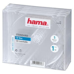 HAMA, Hama 44748 CD BOX STD Clear - CD-Leerhülle (Transparent), Hama CD Hülle 00044748 1 CD/DVD/Blu-Ray Transparent 5 St.