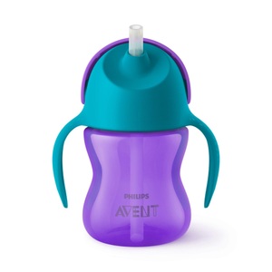 PHILIPS AVENT, PHILIPS AVENT Strohhalm-Becher 200ml lila, Philips Avent Trinkhalmbecher mit Griffen lila