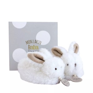 DOUDOU ET COMPAGNIE, Häschen-Hausschuhe Bonbon DC1310, DOUDOU & COMPAGNIE - Babyschuhe, Lapin Bonbon, 0-6M, Ecru
