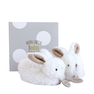 DOUDOU ET COMPAGNIE, Häschen-Hausschuhe Bonbon DC1310, DOUDOU & COMPAGNIE - Babyschuhe, Lapin Bonbon, 0-6M, Ecru