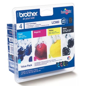 Brother, Brother Lc-980 Multipack Tintenpatrone, Brother Tintenpatrone, blau/gelb/rot/schwarz, Valuepack, LC-980VALBP