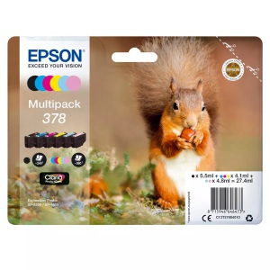 Epson, Original Multipack Tinte 6-farbig Epson No. 378, T378840, Epson 378 Original Tintenpatrone C13T37884010 Schwarz, Cyan, Hell Cyan, Hell Magenta Magenta, Gelb Multipack 6 Stück