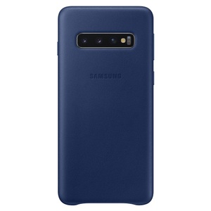 Samsung, Samsung Galaxy S10 Echtleder Cover Hardcase Hülle Dunkelblau (EF-VG973LNEGWW), Samsung - Leather, Hardcase für Galaxy S10, Mitternachtsblau