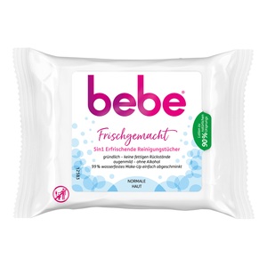 BEBE Young Care, bebe young care pflegende Reinigungstücher normale Haut 5in1 (25 Stück), Bebe Gesichts-Reinigungstücher für normale Haut 25 Stück