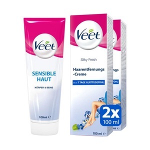 Veet, Veet Enthaarungscrème Für Sensible Haut, Duo 2X100Ml, Veet - Enthaarungscrème Für Sensible Haut, Duo, Silky Fresh Haut Körper & Beine, 2x100ml, Creme