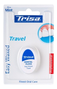 TRISA, Trisa Zahnseide Travel, Easy Waxed mint ONE Size, Trisa Easy Waxed Travel 10m, mint, Xylitol (1 Stk)